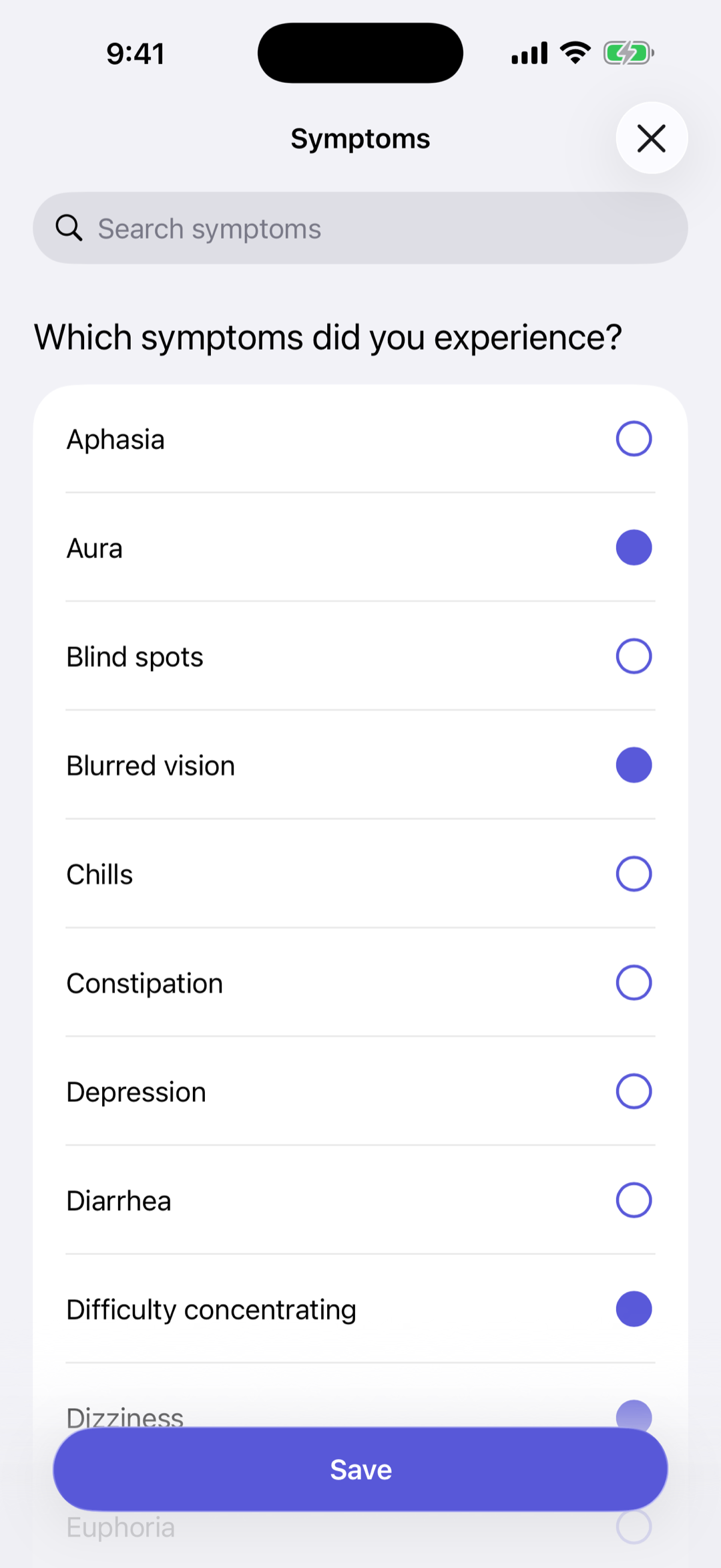 Capture the symptoms that matter to you