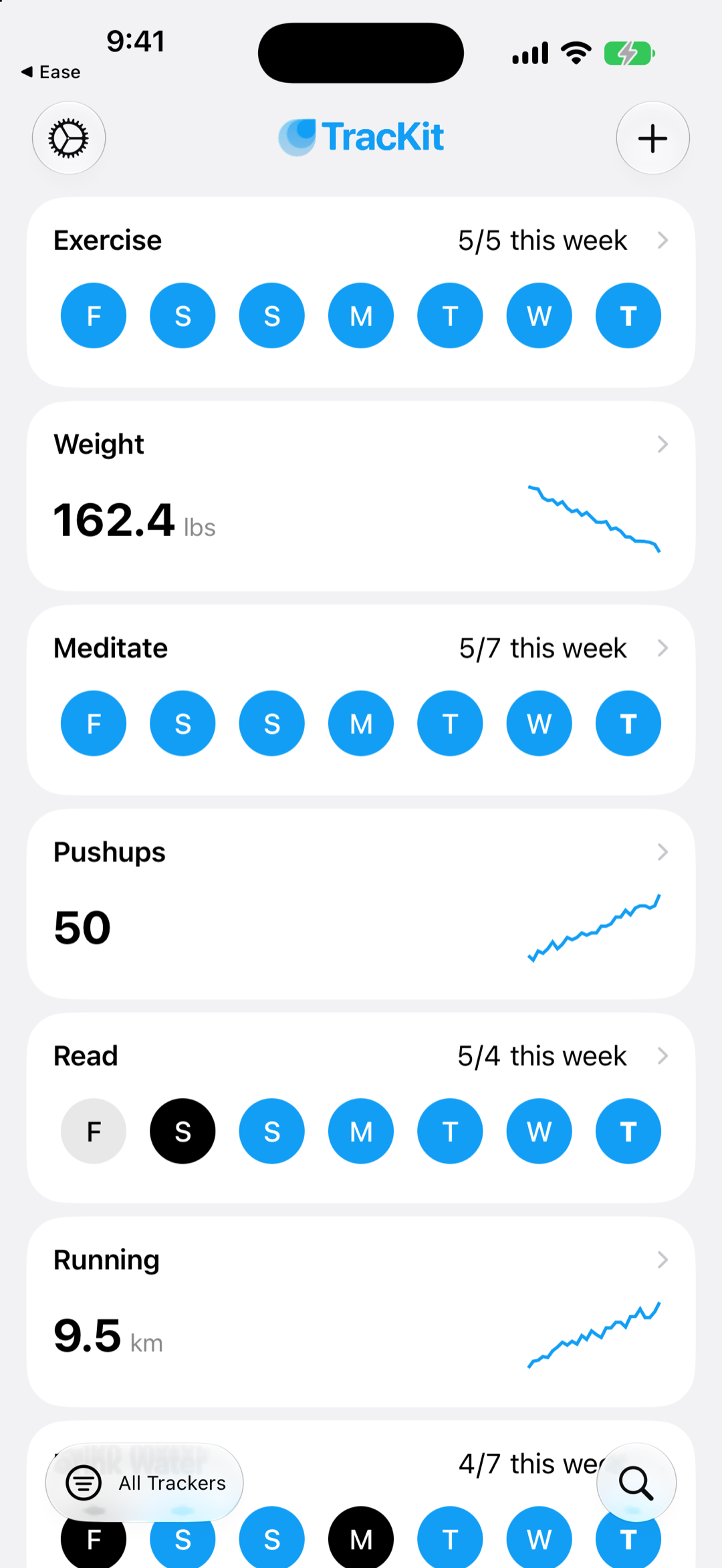 TracKit app screen